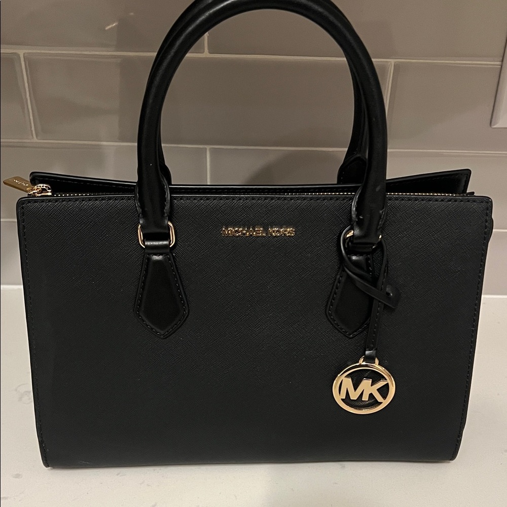 Michael Kors Black Satchel with Gold Accents